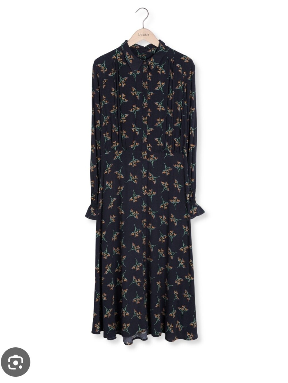Bash Floral Long-Sleeve Black Maxi Dress